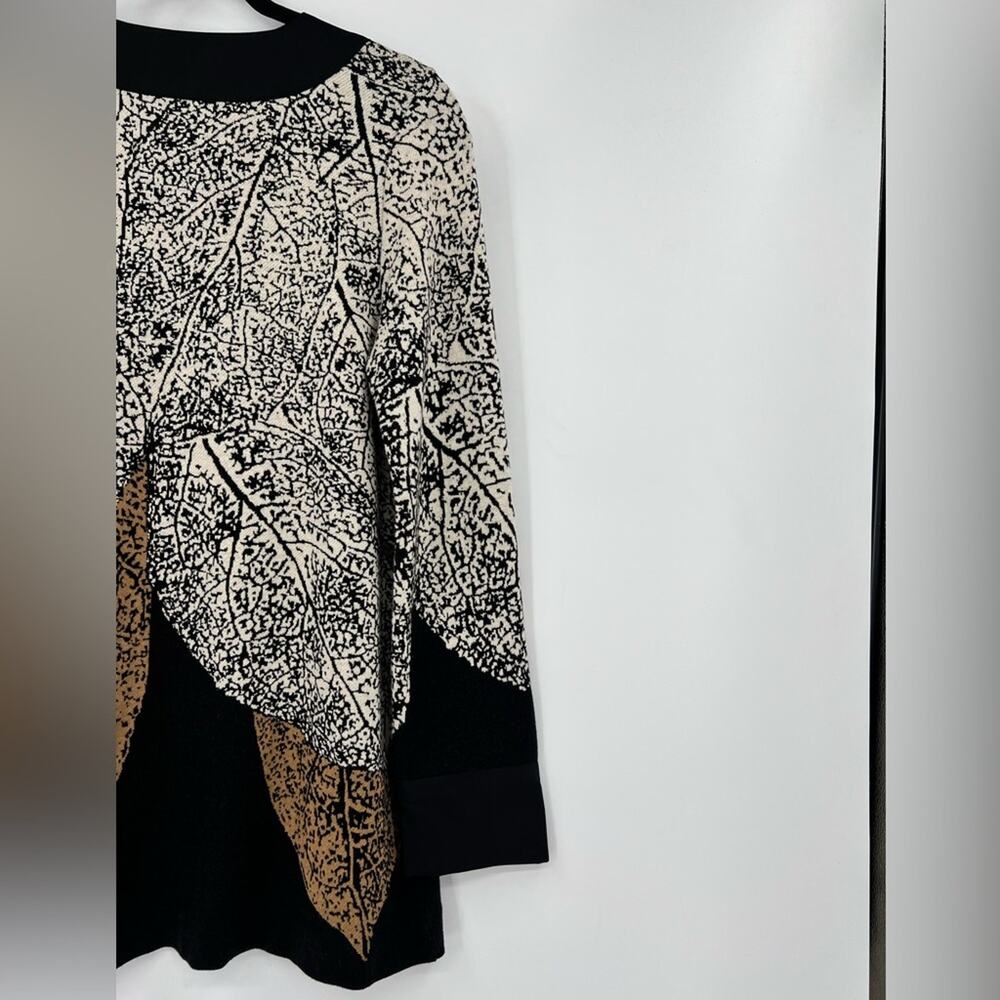 Nic + Zoe Santana Cardigan Sweater Jacket Leafs Metal Clasp Printed Size Medium - Picture 7 of 11